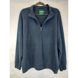 Rodd & Gunn 1/4 Zip Sweater Men's L Blue Mock Neck Cotton Pullover Knit Dog Logo